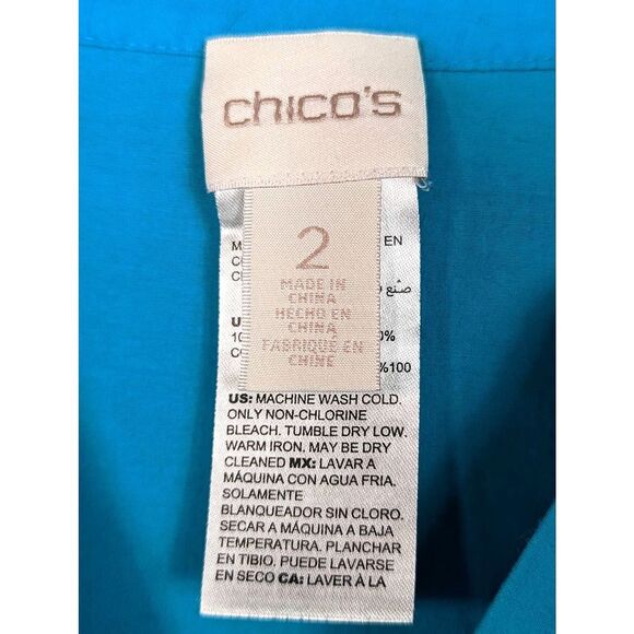 CHICO'S Boho Cottage Peasant Embroidered Lace Trim Tunic Size 2 (L/12) - Picture 6 of 8